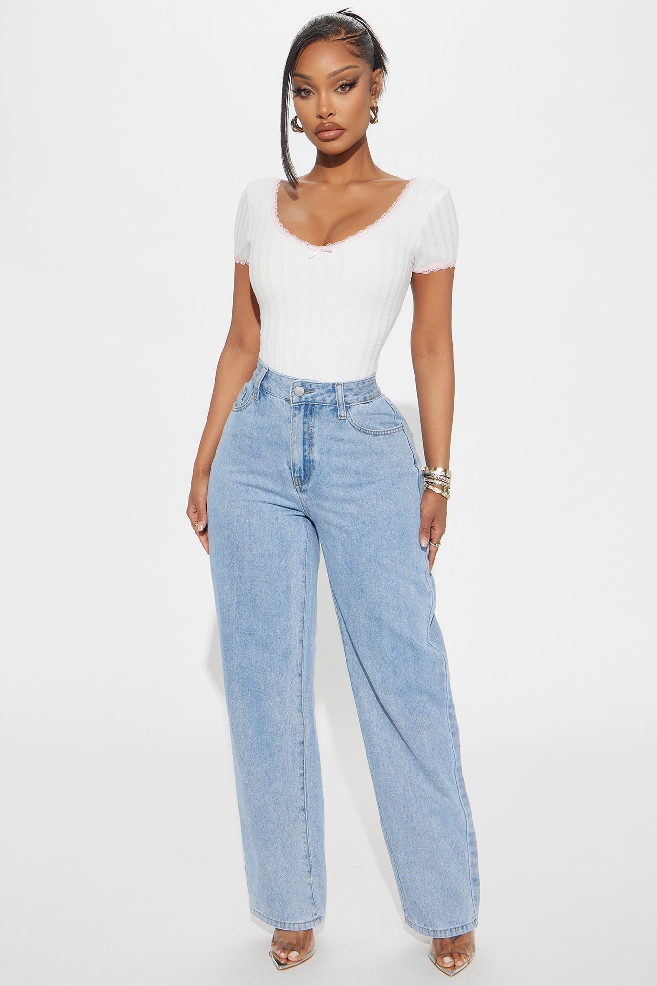 Heart Eyes For You Bodysuit - White/Pink