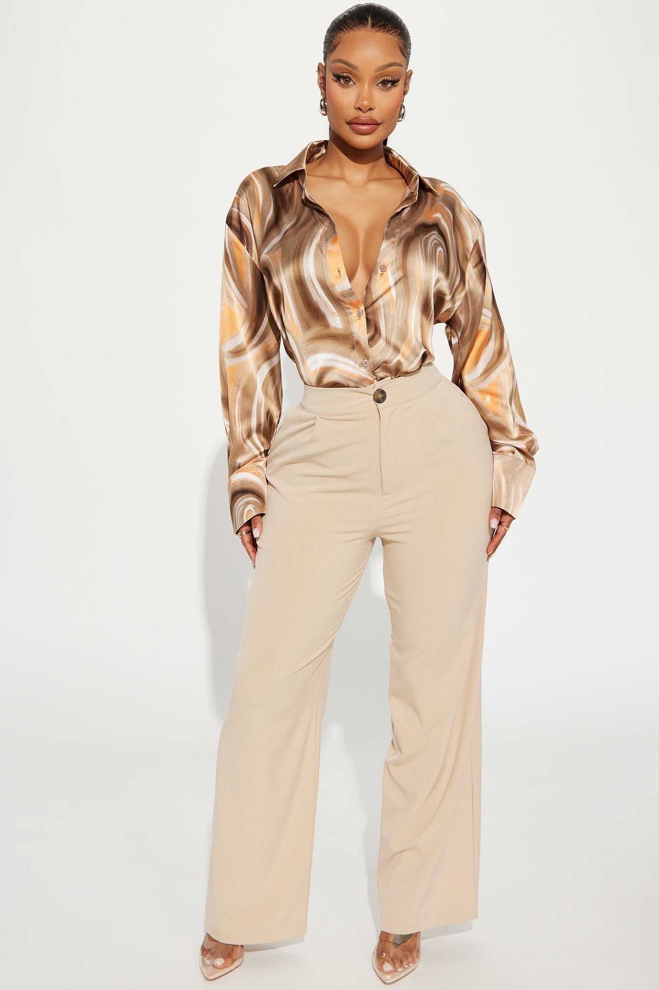 Sycamore Satin Shirt - Brown/combo