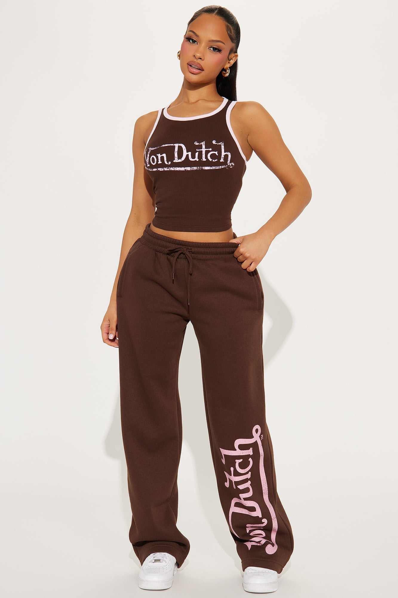 Von Dutch Ringer Tank Top - Brown