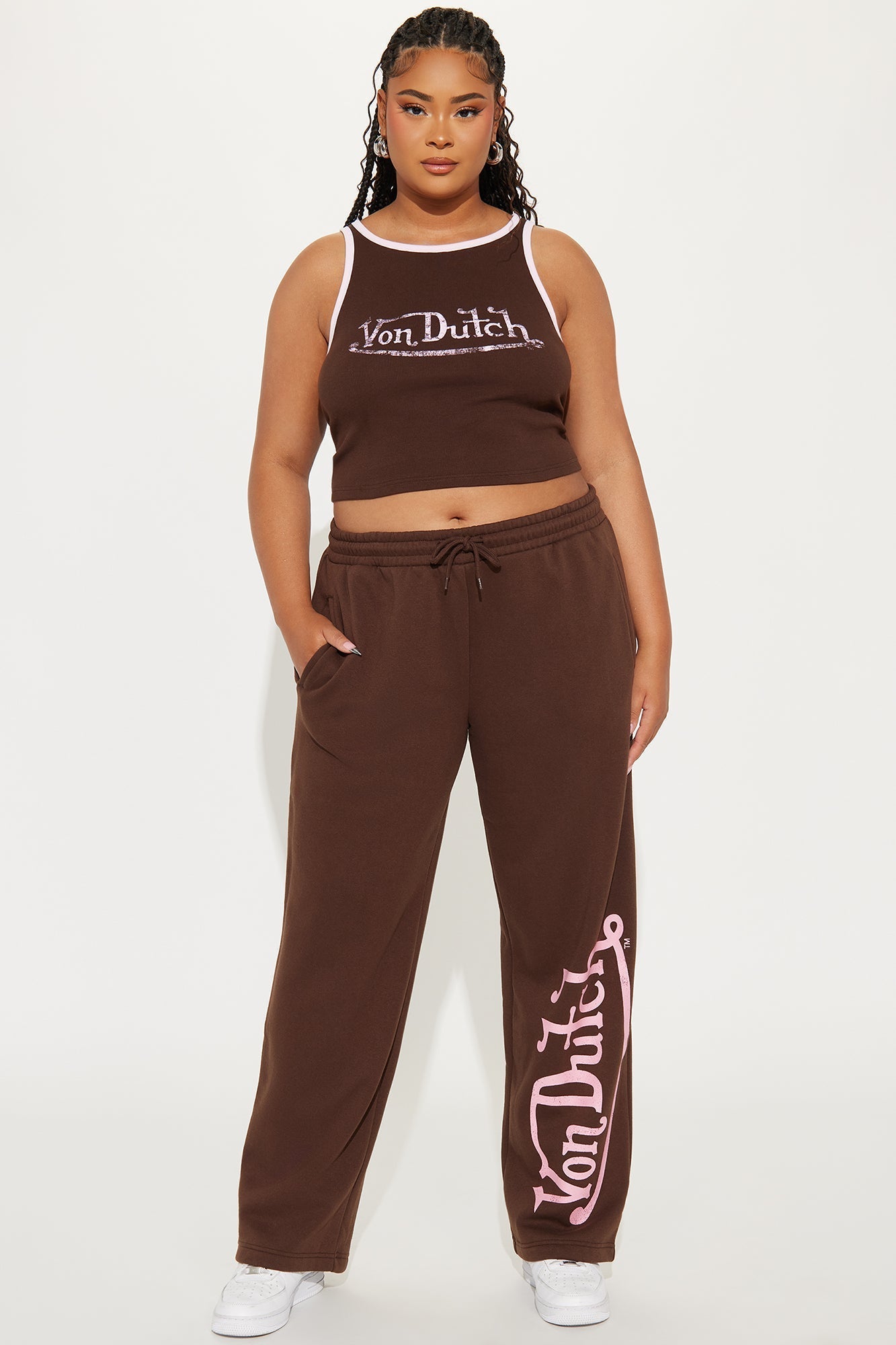 Von Dutch Ringer Tank Top - Brown