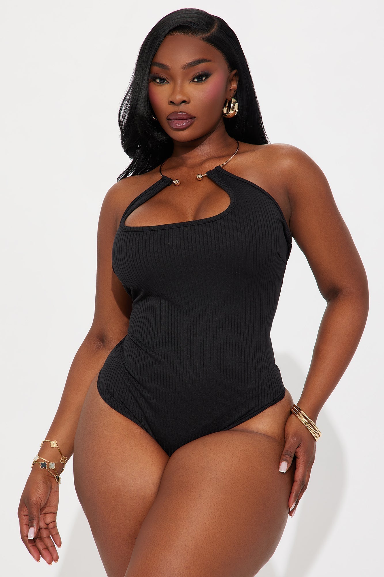 Didi Ribbed Halter Bodysuit - Black
