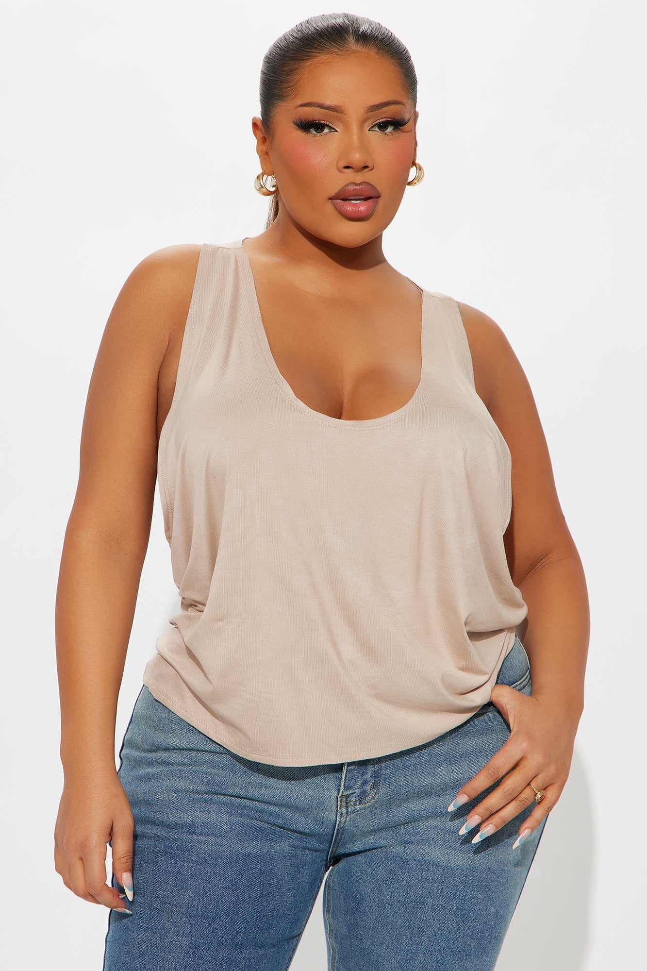 Modal Loose Tank Top - Stone