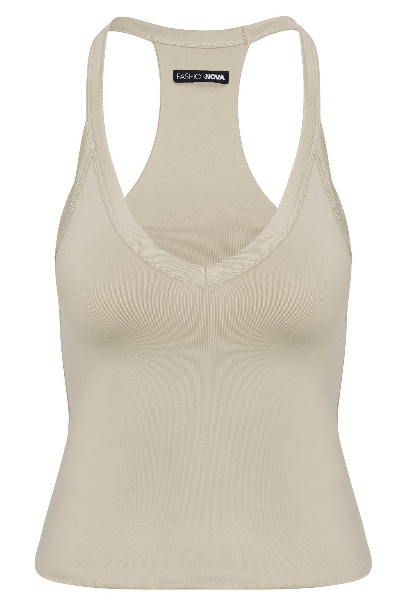 Contour Double Lined V-Neck Tank Top - Stone