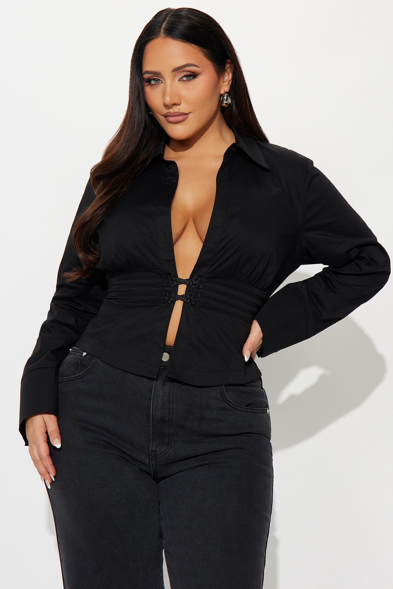 One Of A Kind Poplin Blouse - Black