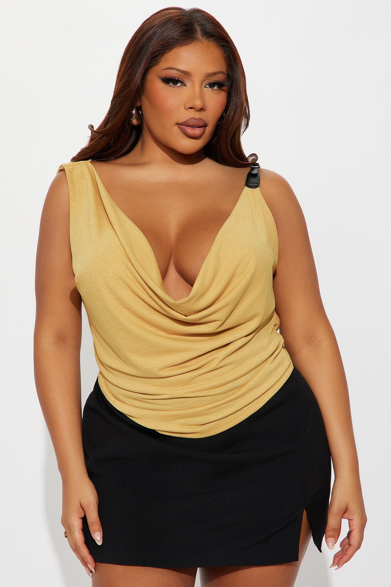 Cambria Cowl Neck Top - Mustard