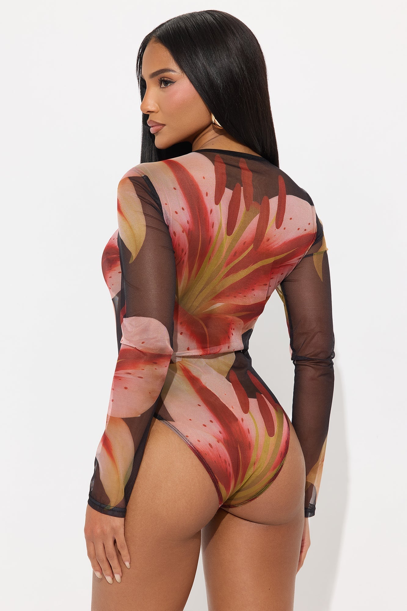 La Flora Mesh Bodysuit - Black/combo