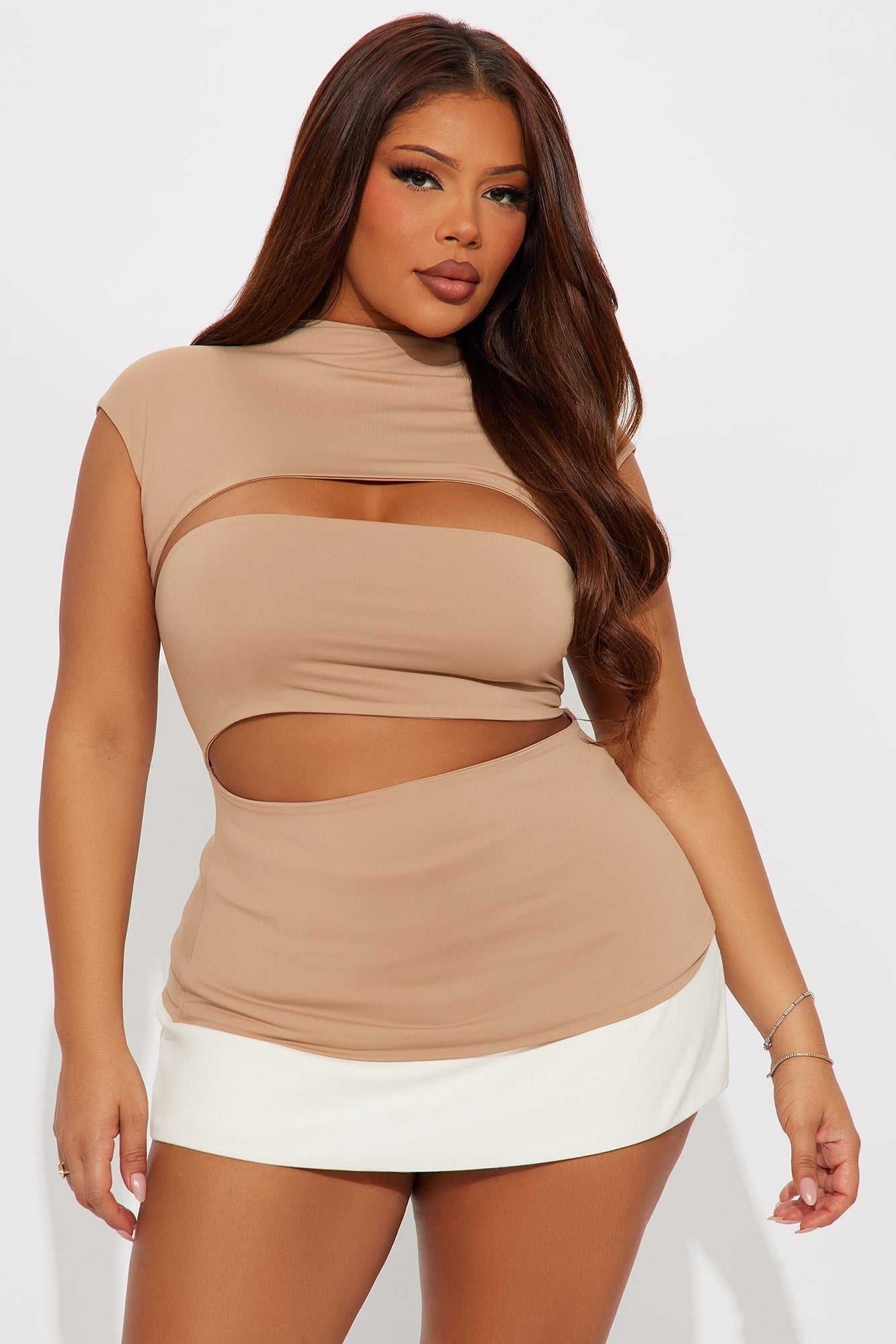 Flyn Double Lined Short Sleeve Top - Mocha