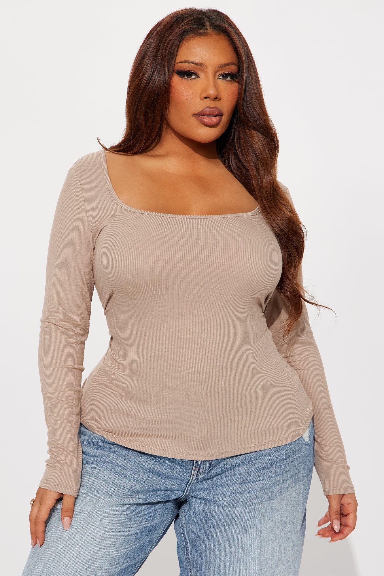 Issa Ribbed Top - Taupe